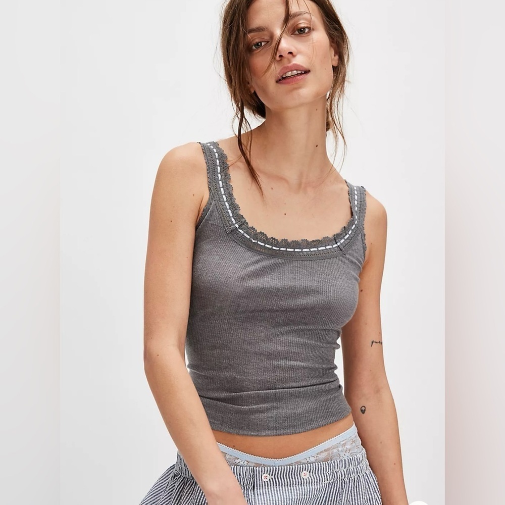 Free People Intimately Heather Gray Only You Tank Top Womens NWT